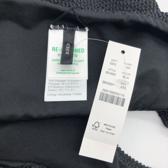 J Crew Scrunchie Hipster Bikini Bottom Textured Black XXL - Picture 3 of 4